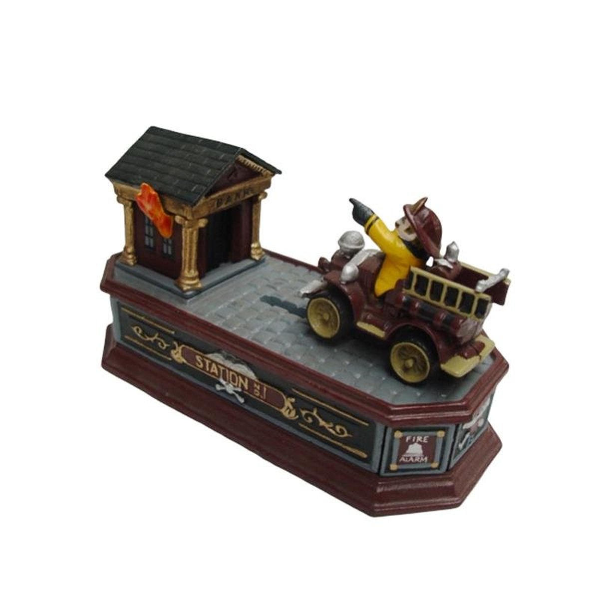 A Cast Iron Firetruck Mechanical Bank
