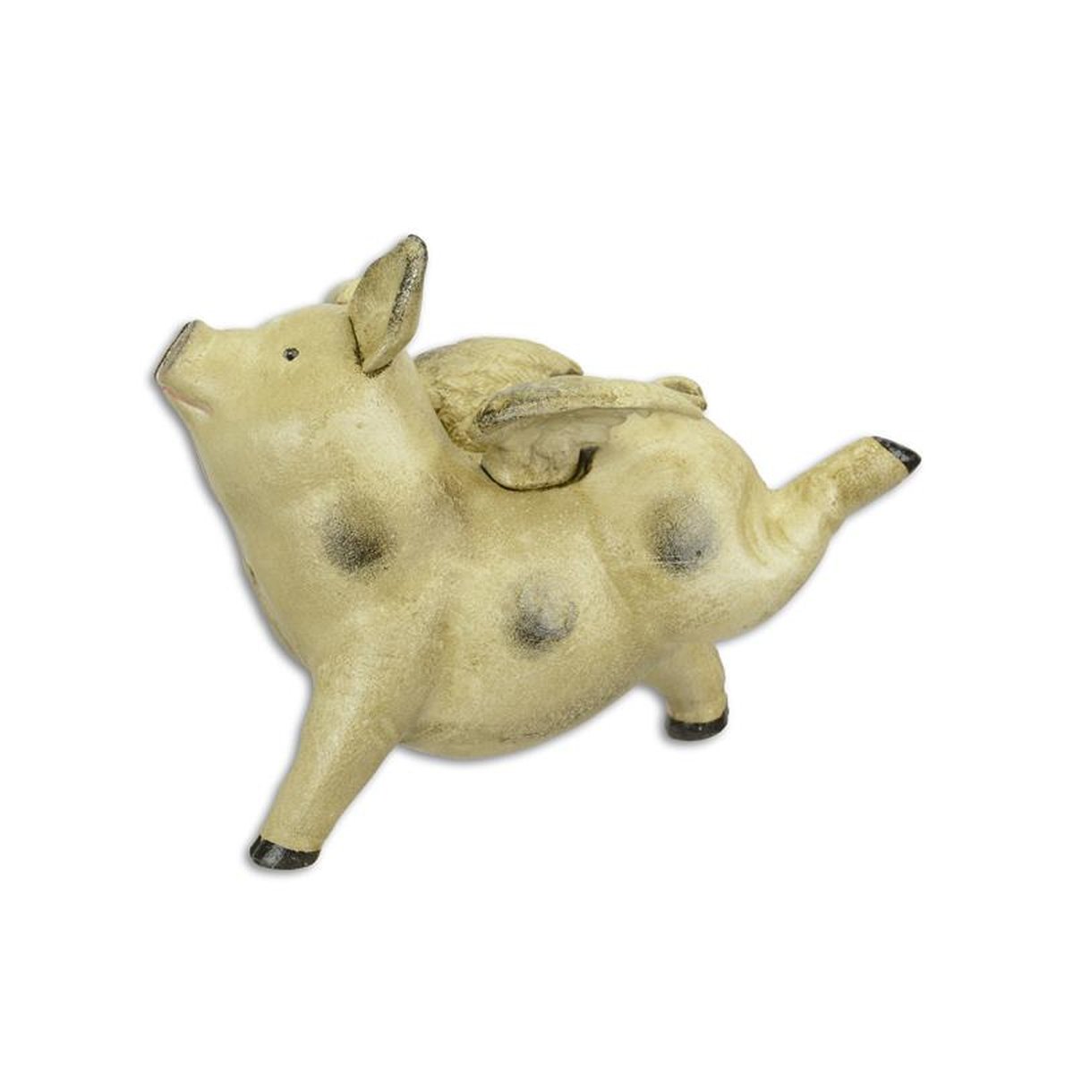 A CAST IRON FLYING PIG BANK