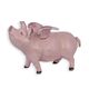 A CAST IRON FLYING PIG BANK, PINK
