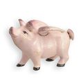 A CAST IRON FLYING PIG BANK, PINK