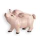 A CAST IRON FLYING PIG BANK, PINK