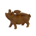 A CAST IRON FLYING PIG BANK, RUSTY
