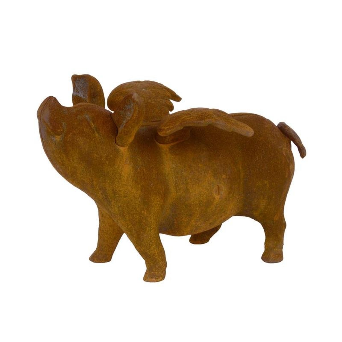 A Cast Iron Flying Pig Bank, Rusty