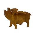 A CAST IRON FLYING PIG BANK, RUSTY