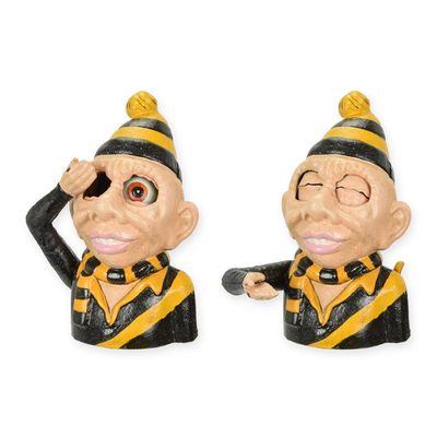 A CAST IRON FOOTBALL SUPPORTER MECHANICAL BANK