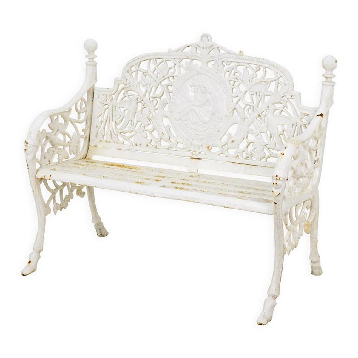 A CAST IRON GARDEN BENCH