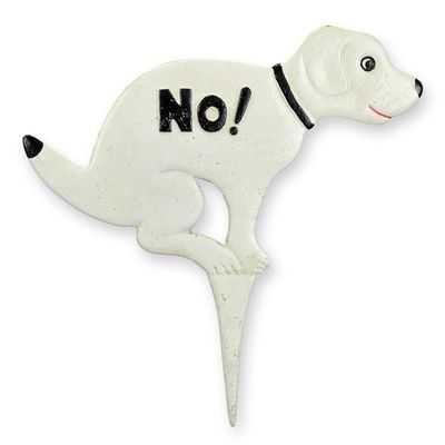 A CAST IRON GARDEN STAKE - NO DOG SHIT