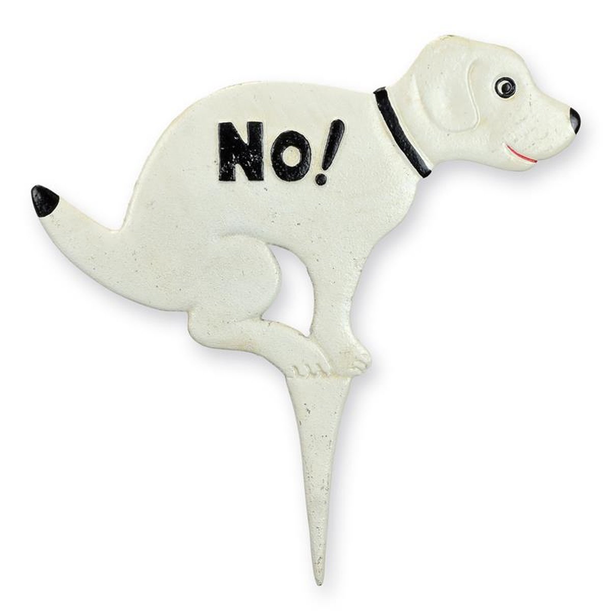 A CAST IRON GARDEN STAKE - NO DOG SHIT