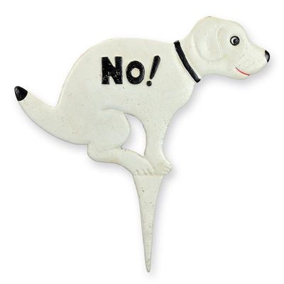 A CAST IRON GARDEN STAKE - NO DOG SHIT