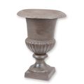 A CAST IRON GARDEN URN - BROWN