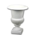 A CAST IRON GARDEN URN - WHITE