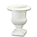 A CAST IRON GARDEN URN - WHITE