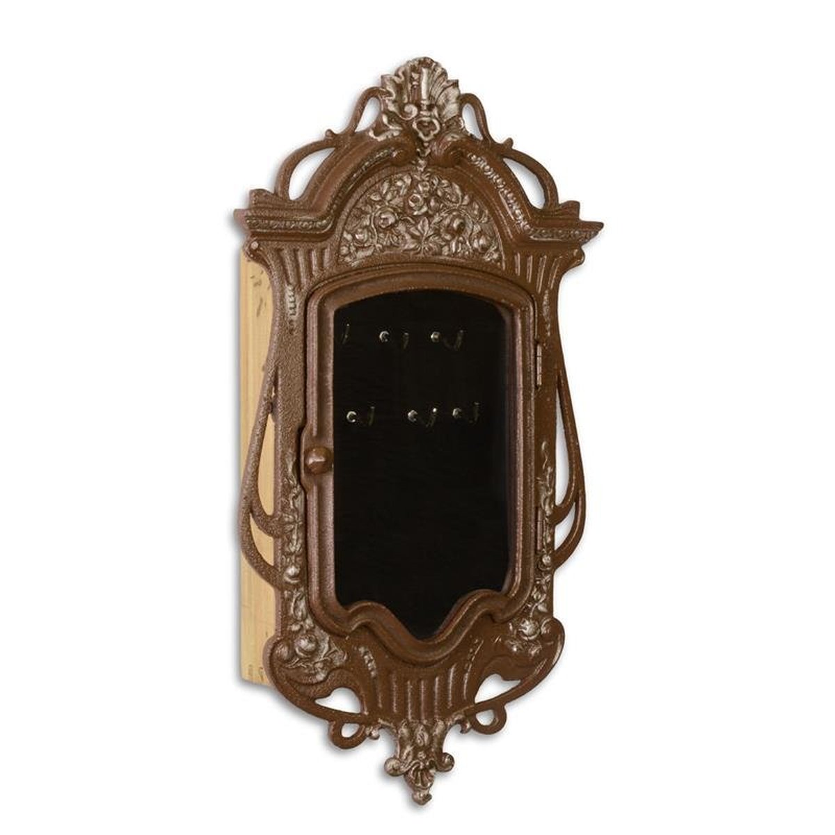 A CAST IRON HANGING KEY CABINET