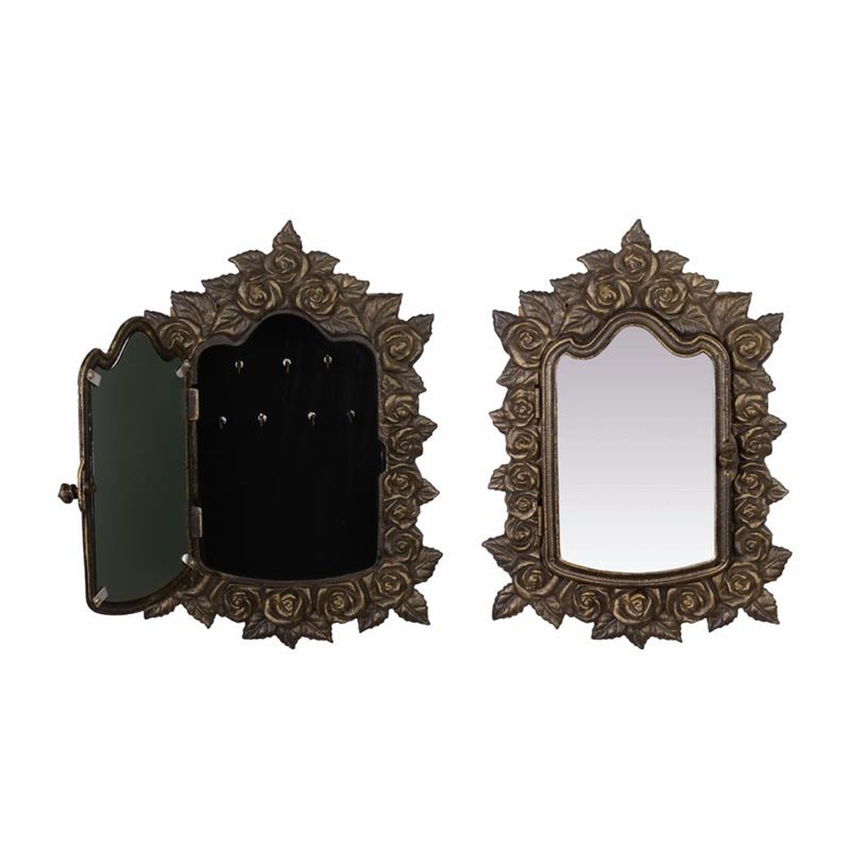 A CAST IRON HANGING KEY CABINET