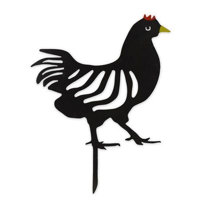 A CAST IRON HEN SILHOUETTE GARDEN STAKE