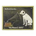 A CAST IRON HIS MASTER'S HMV" PLAQUE"