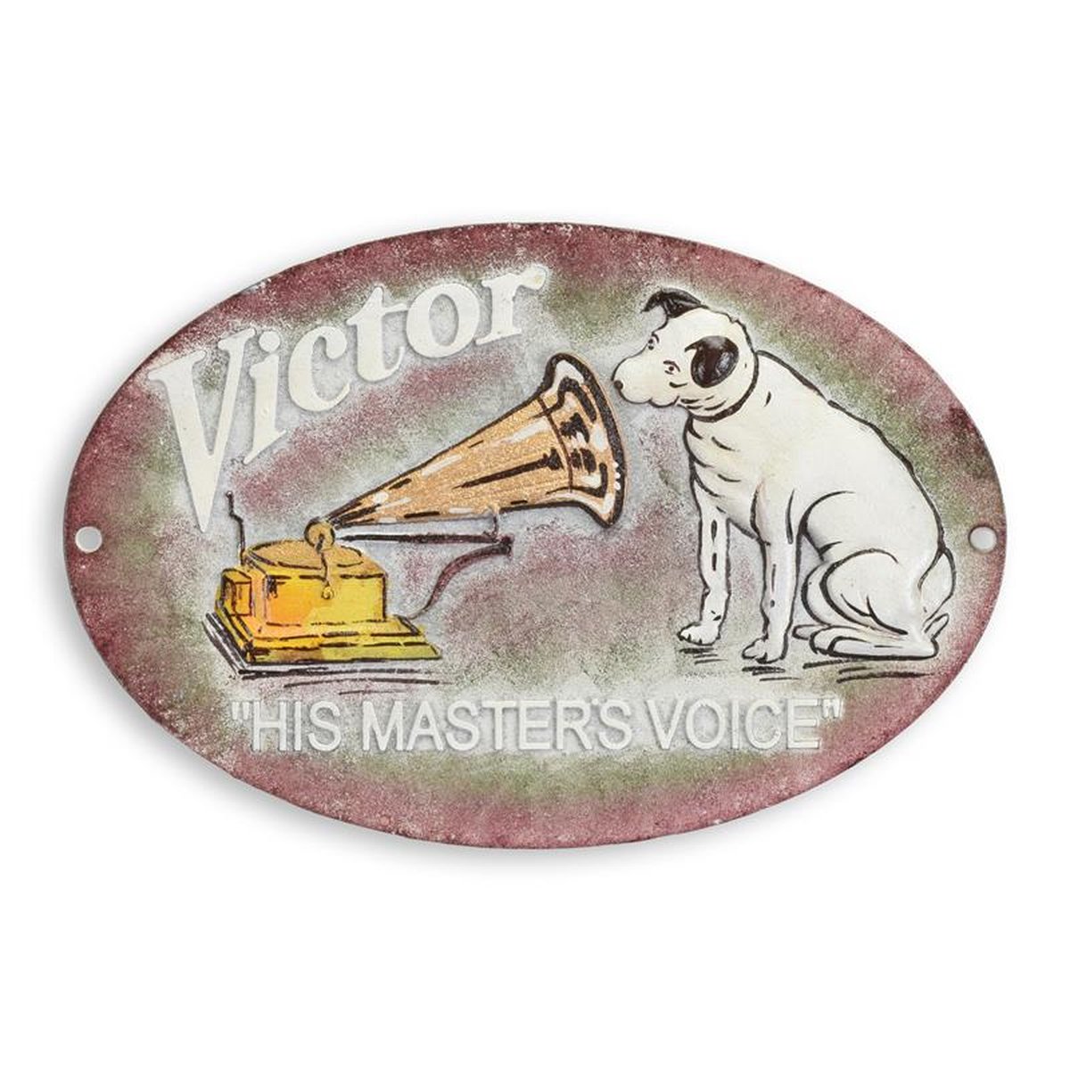 A CAST IRON HIS MASTER'S VOICE" PLAQUE"
