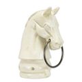 A CAST IRON HITCHING POST HORSE HEAD - WHITE