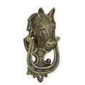 A CAST IRON HORSE HEAD DOOR KNOCKER, BRONZE COLOR
