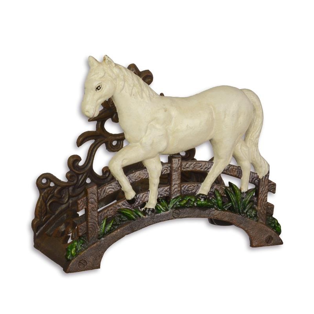 A CAST IRON HORSE HOSE HOLDER