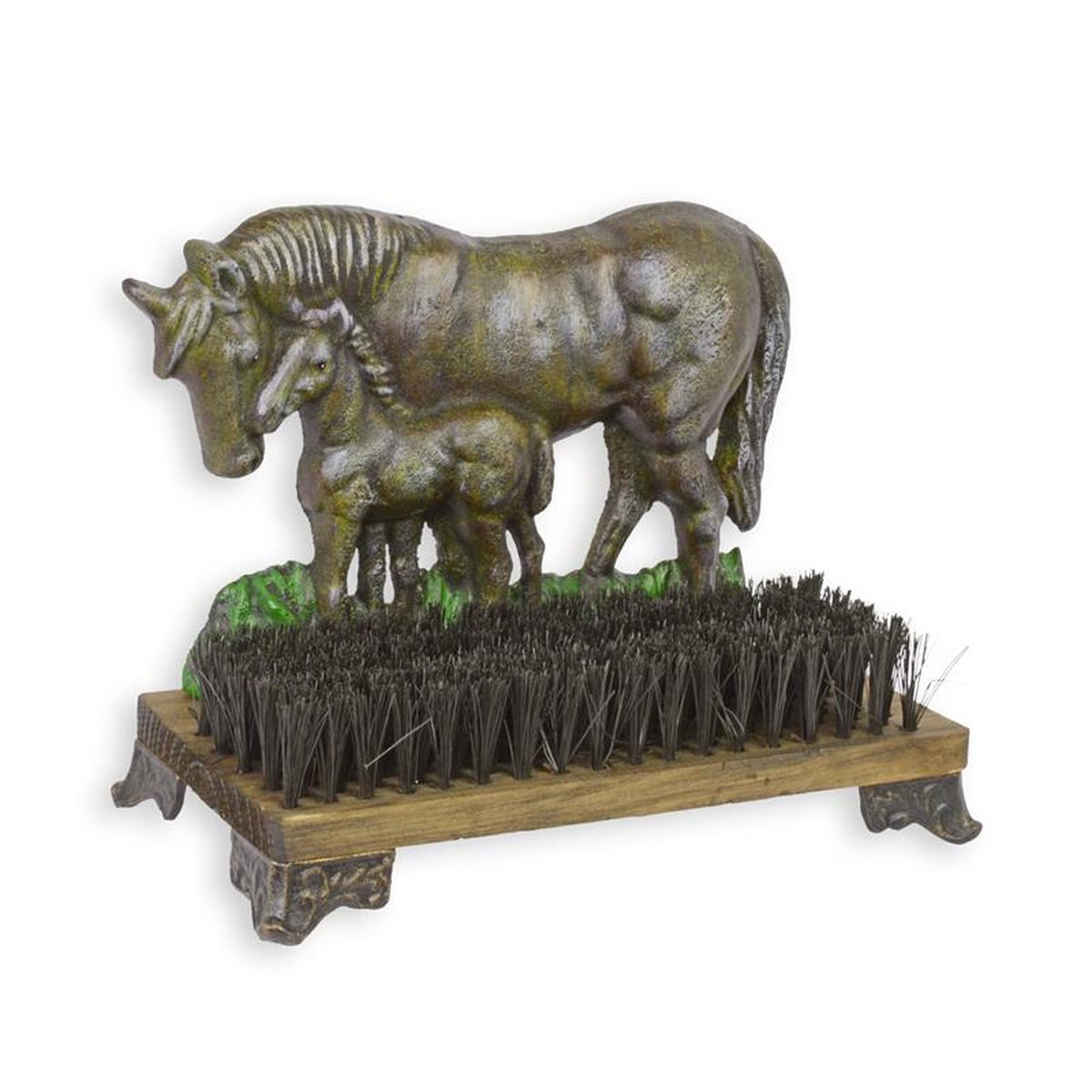 A CAST IRON HORSE SHOE-BRUSH