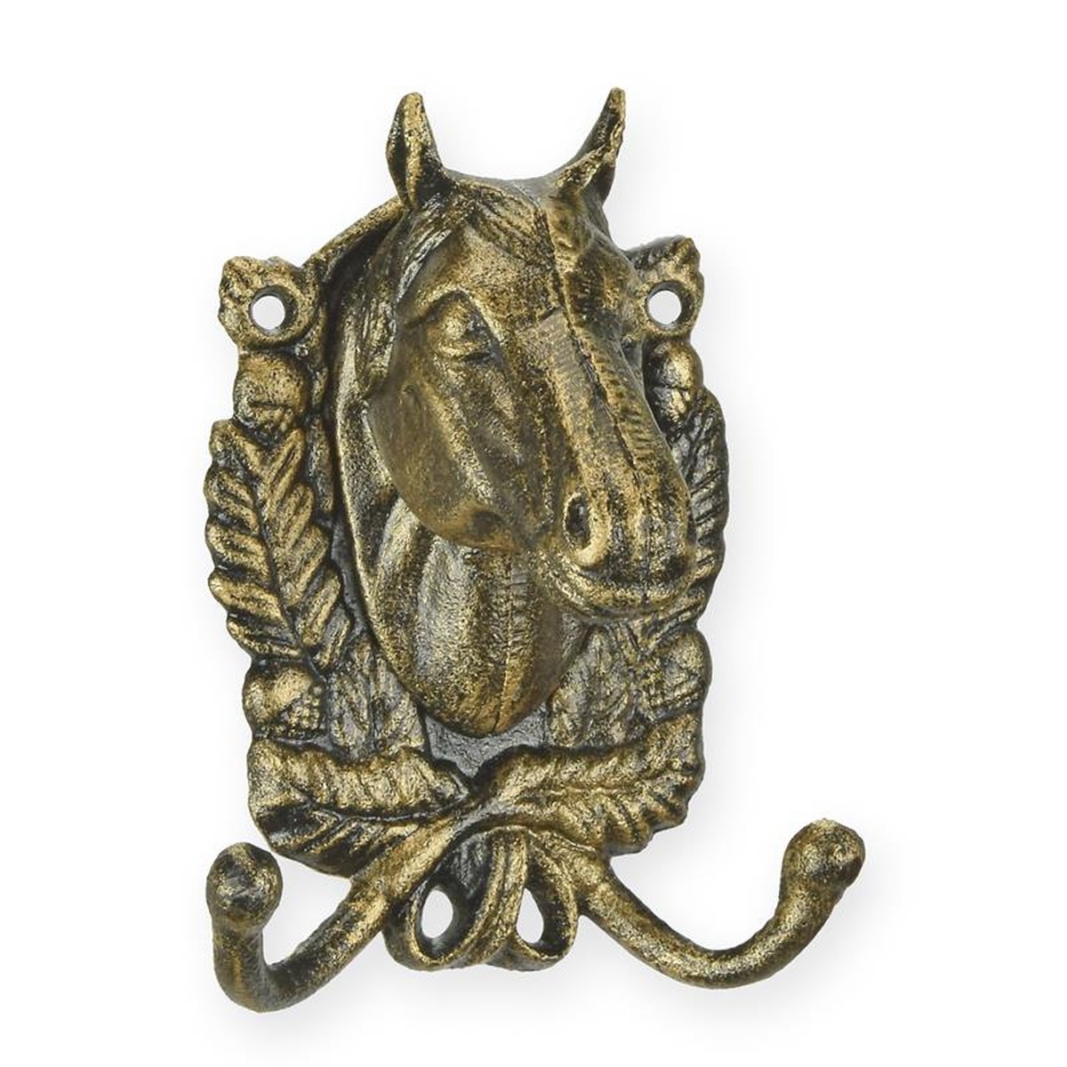 A CAST IRON HORSEHEAD COAT HOOK