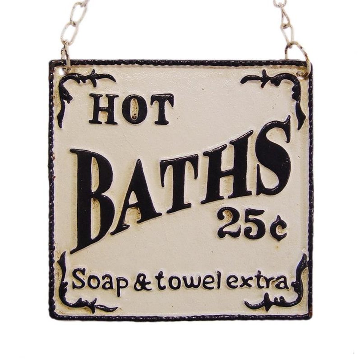 A CAST IRON HOT BATHS 25 CENTS" PLAQUE"