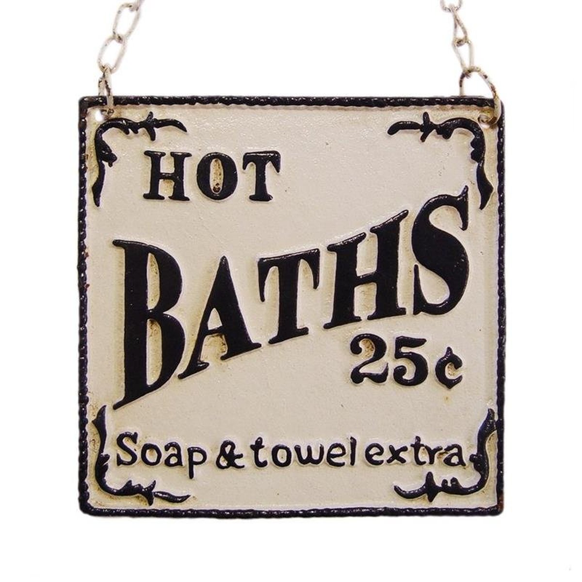 A Cast Iron Hot Baths 25 Cents" Plaque"