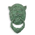 A CAST IRON LION HEAD DOOR KNOCKER