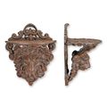 A CAST IRON LION HEAD WALL CONSOLE - BROWN