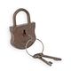 A CAST IRON LOCK WITH KEYS (NON-FUNCTIONAL)