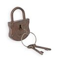 A CAST IRON LOCK WITH KEYS (NON-FUNCTIONAL)