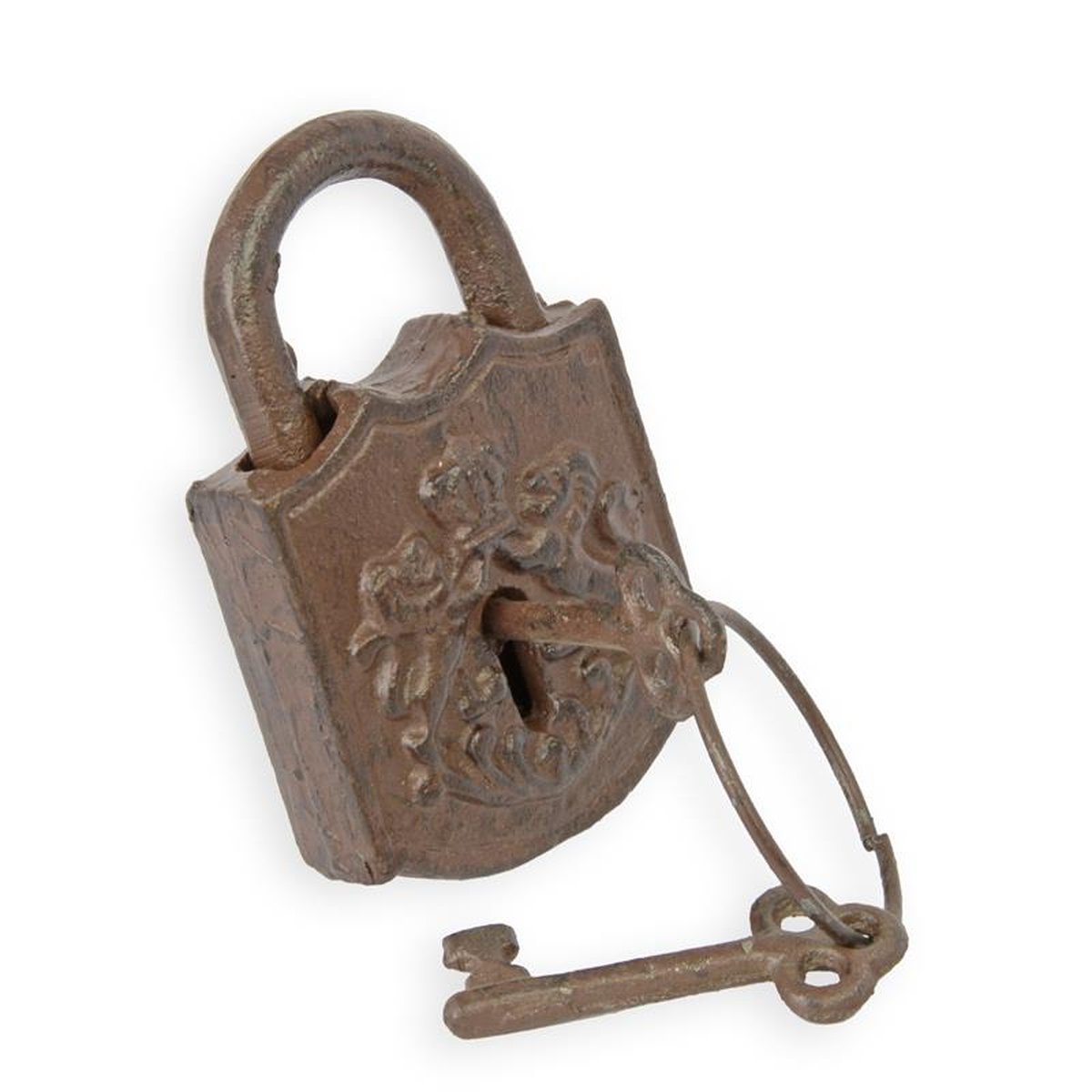 A CAST IRON LOCK WITH KEYS (NON-FUNCTIONAL)