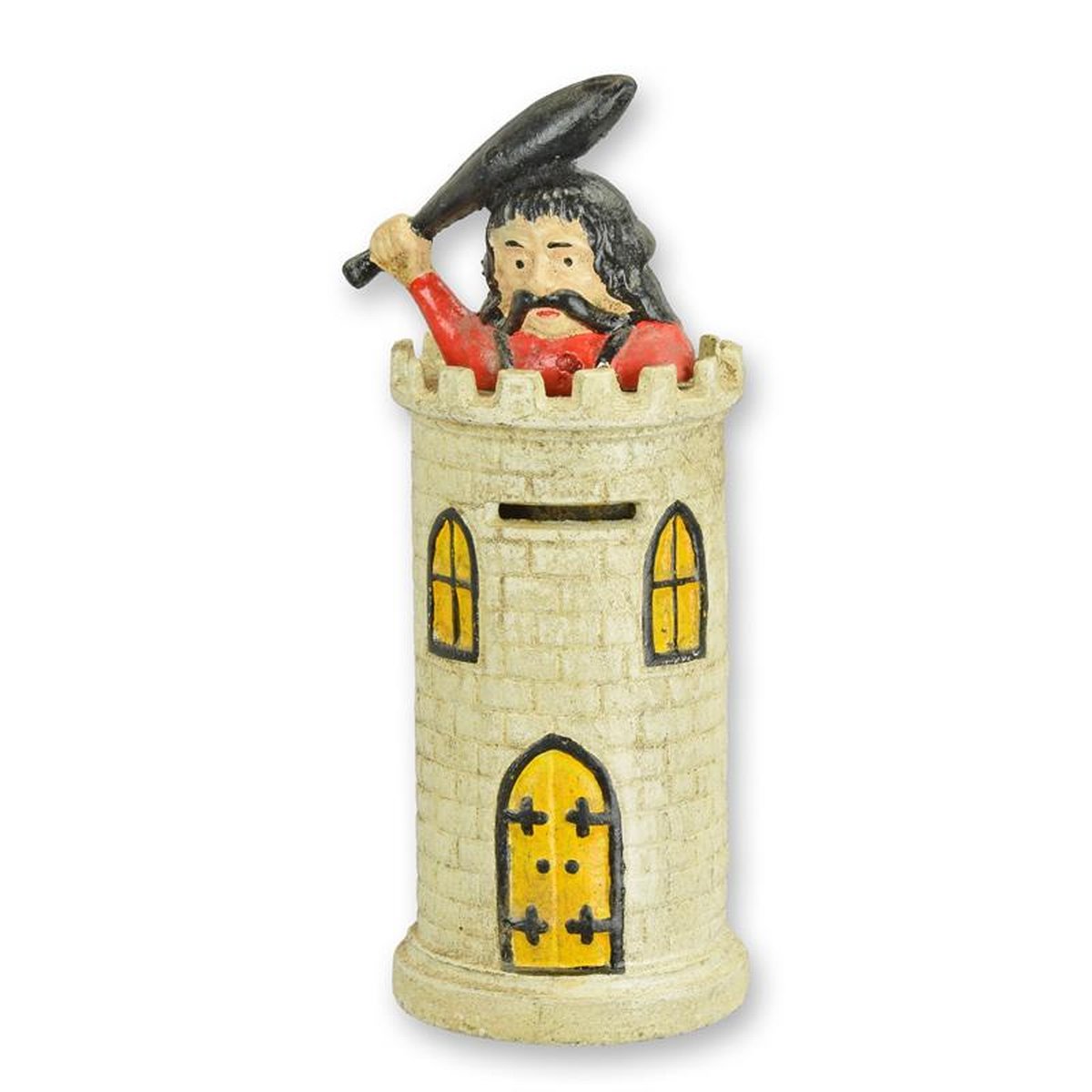 A CAST IRON MAN IN TOWER MECHANICAL BANK