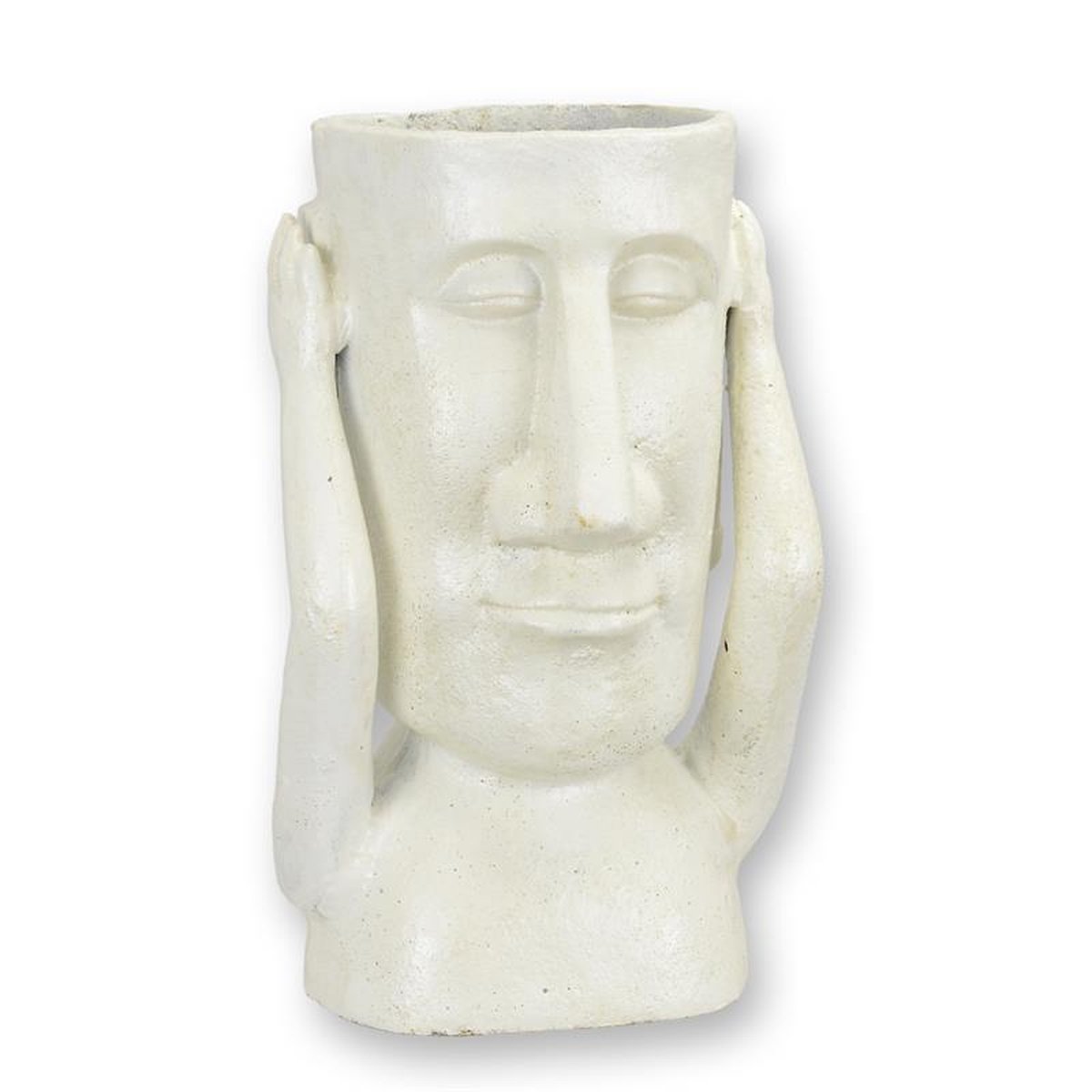 A CAST IRON MOAI PLANTER