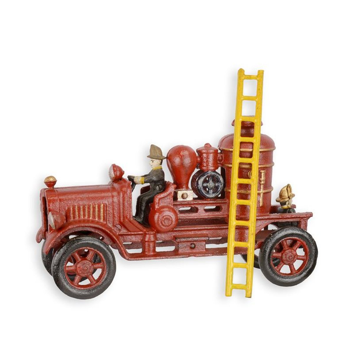 A CAST IRON MODEL OF A FIRE TRUCK