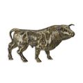 A CAST IRON MONEY BANK SHAPED AS A BULL