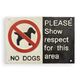 A CAST IRON NO DOGS, PLEASE SHOW RESPECT..." PLAQUE"
