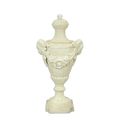A CAST IRON ORNAMENTAL GARDEN URN ON STAND