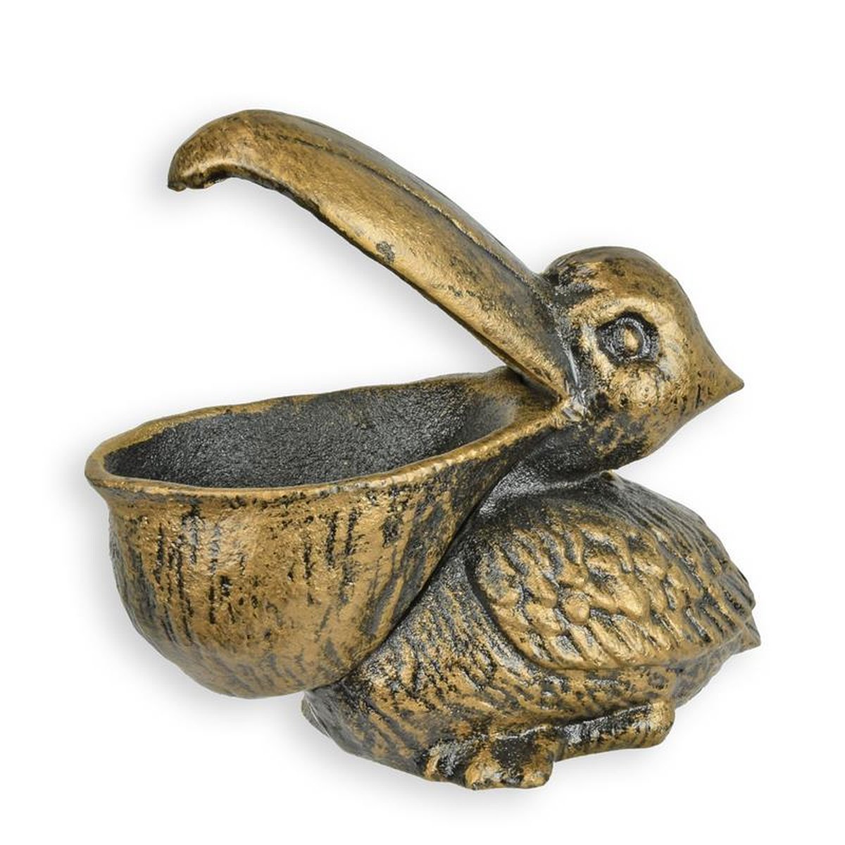 A CAST IRON PELICAN BOWL