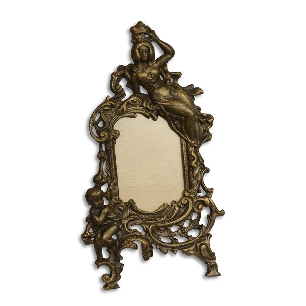 A CAST IRON PHOTO FRAME