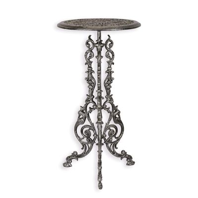 A CAST IRON PLANT TABLE - ANTIQUE SILVER