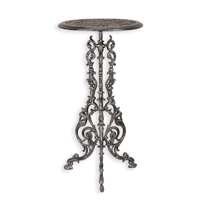 A CAST IRON PLANT TABLE - ANTIQUE SILVER