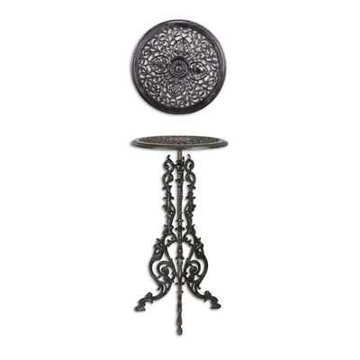 A CAST IRON PLANT TABLE - BLACK (PACKED AND READY TO SHIP)