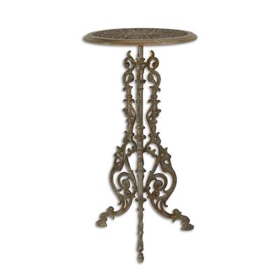 A CAST IRON PLANT TABLE - BROWN (PACKED AND READY TO SHIP)