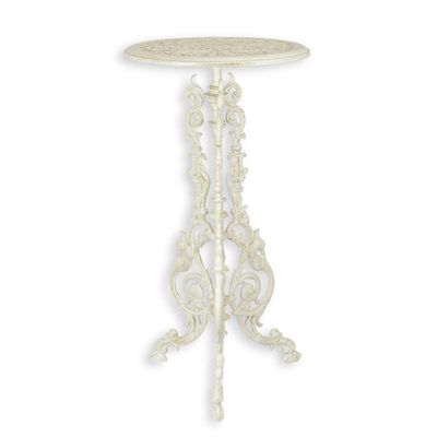 A CAST IRON PLANT TABLE - WHITE