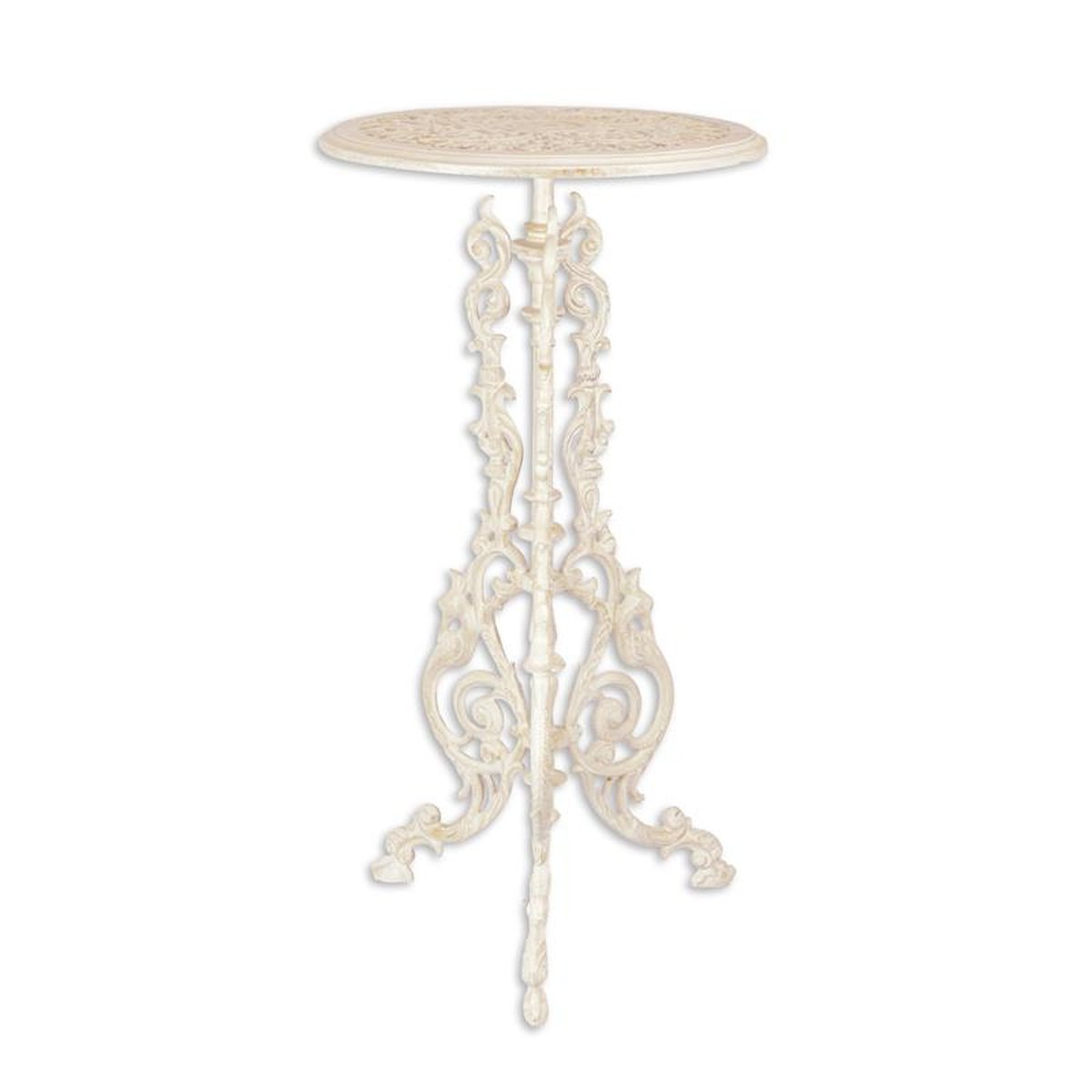 A CAST IRON PLANT TABLE - WHITE (PACKED AND READY TO SHIP)