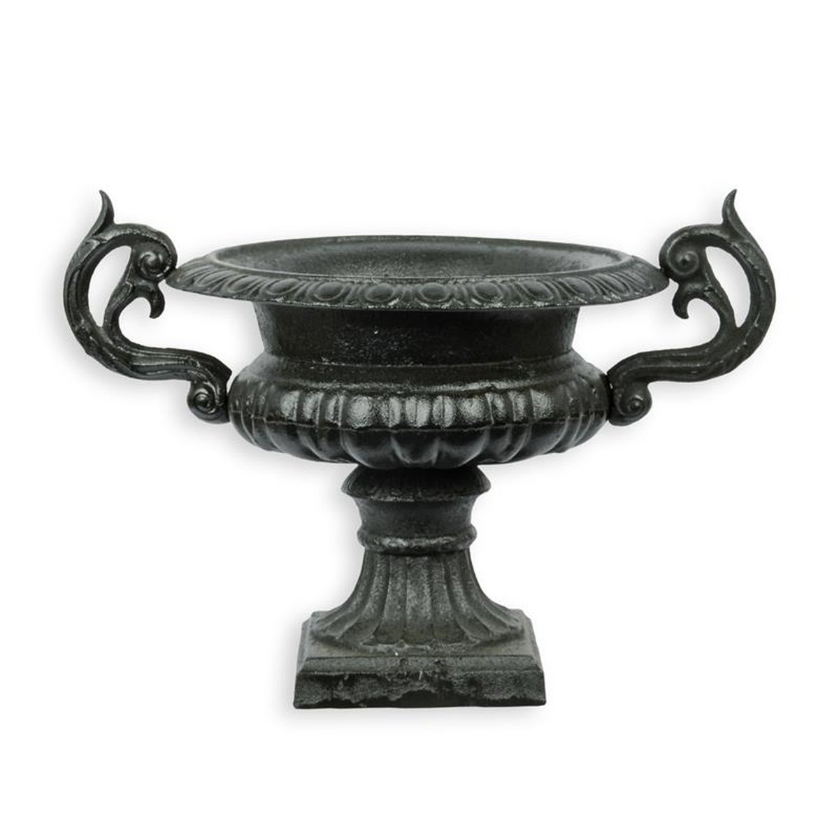 A CAST IRON PLANTER, BLACK