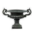 A CAST IRON PLANTER, BLACK