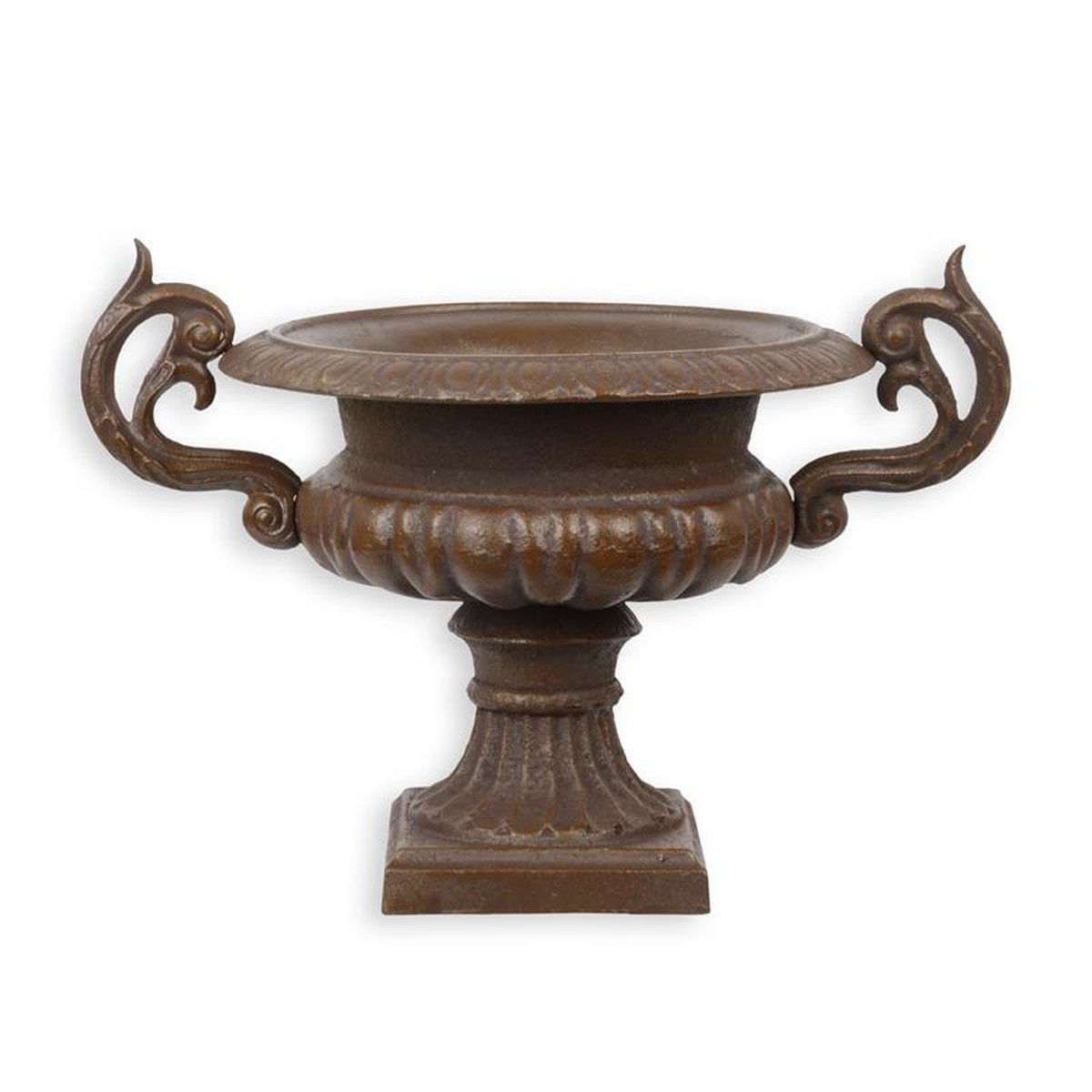A CAST IRON PLANTER, BROWN